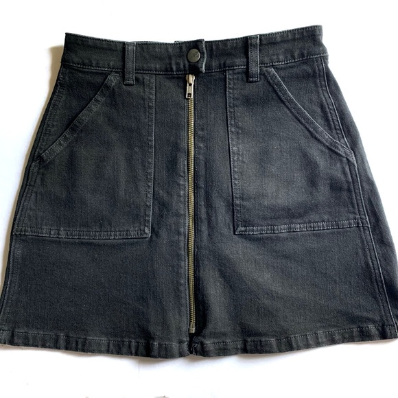 Madewell Denim Utility Zip A Line Skirt in Black Frost Size 24 - Picture 1 of 11
